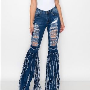 Destroyed Denim RIPPED Jeans Bellbottoms
